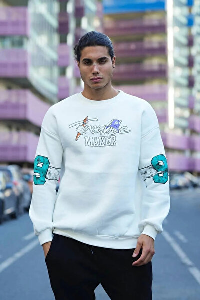 ZİYADEBUTİK Μωβ Φούτερ Oversize  "Trouble Maker "