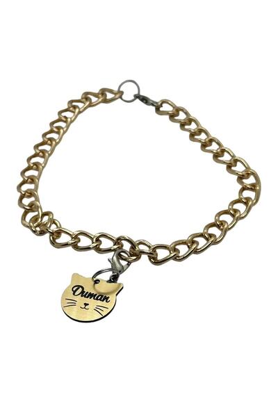 hebmeyy Kedi Gold, Gümüş, Siyah Isimlik Ve Kolye Design Künye Ve Kolye, Kedi Isimlikli Zincir Kolye