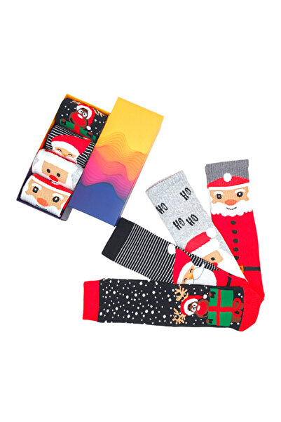 Bonapart Комплект от 4 унисекс цветни чорапи с надпис „Весела Коледа“ в специална кутия