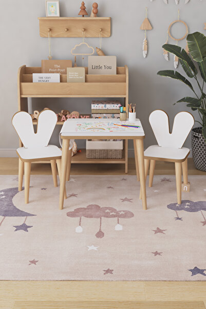 OBİ Atölye Resim Kağıdı Rulolu Çocuk Aktivite Masası 45x45 Cm 2 Sandalyeli Tavşan Sandalye