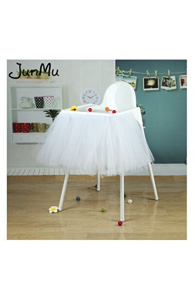 BBA TULLE STORE تنورة توتو بيضاء لطاولة الطعام، تنورة توتو للكرسي العالي، توت...