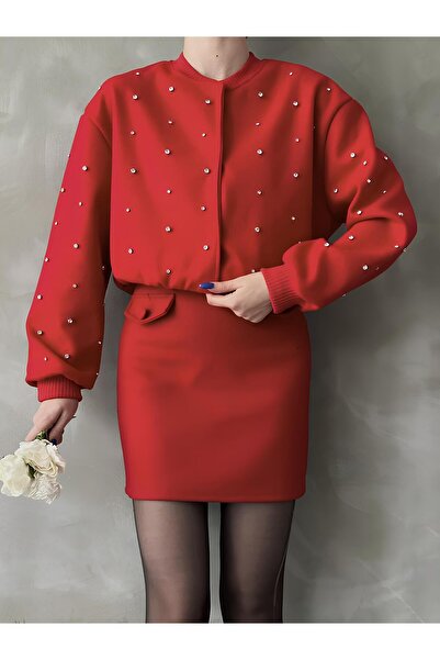 bonacosa Kadın Taş Detaylı Düğmeli Kolej Ceket