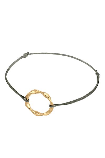 ELLI Armband Kreis Geo Design Grau Nylon Verstellbar Vergoldet 925 Sterling Silber