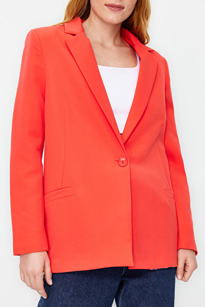 Trendyol Collection Pomegranate Blossom Regular Lining Detailed Woven Blazer Jacket TWOAW20CE0316