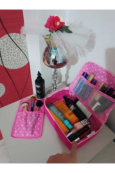 HOMELİFE EV TEKSTİL 4 Compartimente Cosmetice Machiaj-Îngrijire Călătorie-Machiaj Cosmetice-Perie de machiaj
