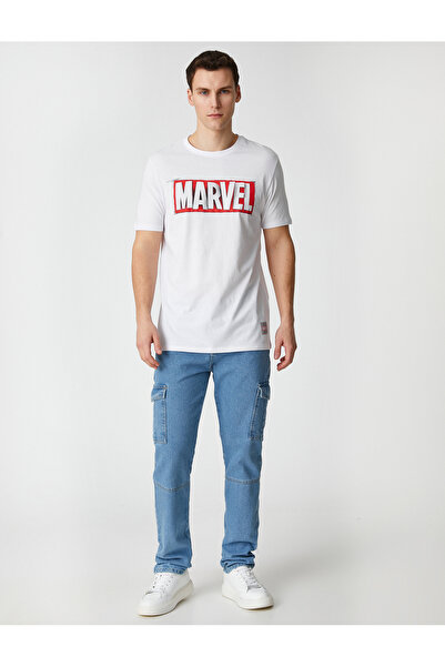 Koton Marvel T-Shirt mit lizenziertem, bedrucktem Rundhalsausschnitt
