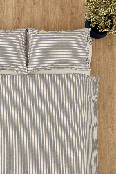 Karaca Home Σετ Παπλωματοθήκη Ζευγάρι Τζιν Ριγέ
