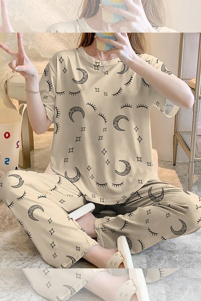 PEMBİŞ HOMEWEAR Short Sleeve Pajama Set Sweet Dreams Supersoft Basic Single Jersey