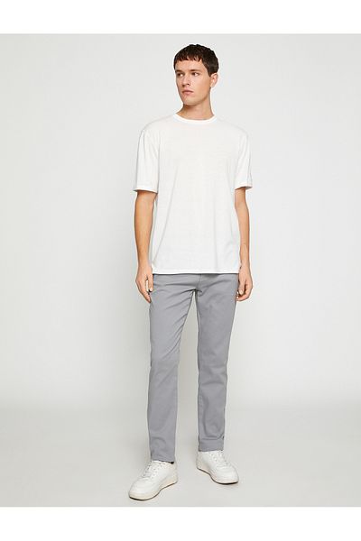 Koton Basic Gabardine Trousers Slim Fit Buttoned Pocket Detailed