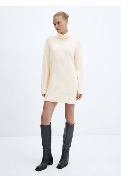 MANGO Woman Rochie cu gât țesut