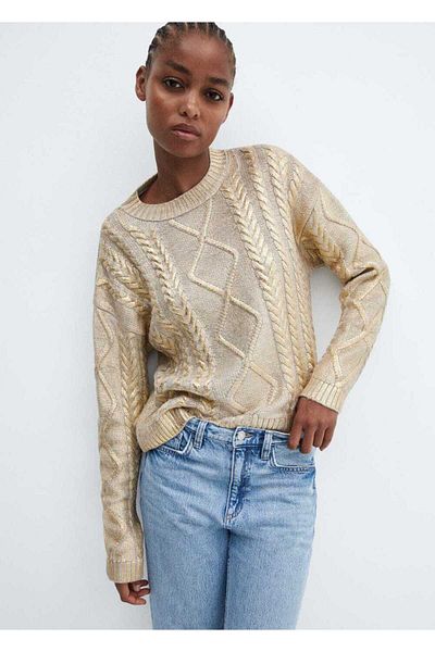MANGO Woman Pulover tricotat cu folie