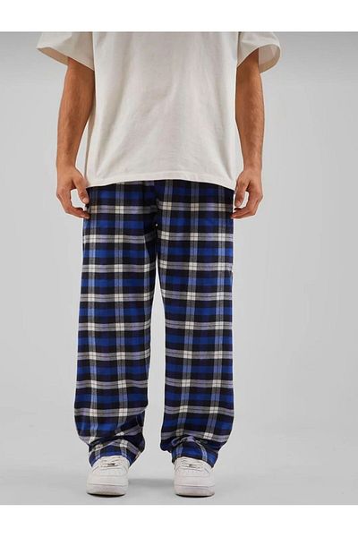 WOUROWL Pantaloni de trening unisex Relax în carouri Ecoseres RE7EDİ