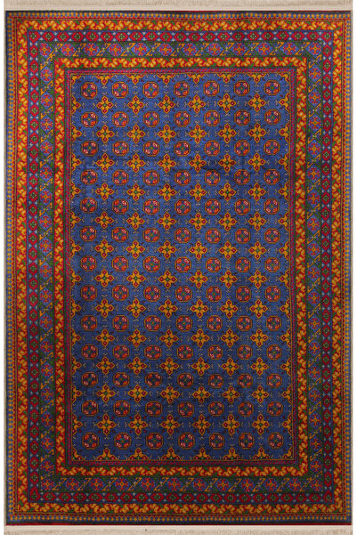 Rugs Modern Halı Lacivert Temalı Çok Renkli Geleneksel Motif Desenli Vintage ...