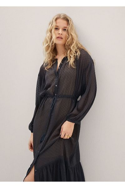 MANGO Woman Long Plumeti Dress