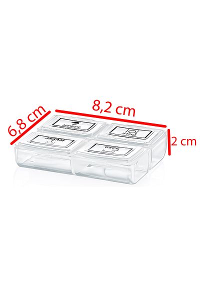 Emofom Daily Medicine Box 4 Compartments Medicine Container Pill Storage Container (8.2 x 6.8 x 2 cm)