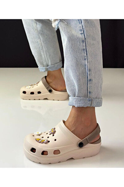 Hızlı Al Eva Closed Front Double Sole Garden Bathroom Hospital Cook Slippers Cross 5 Figured