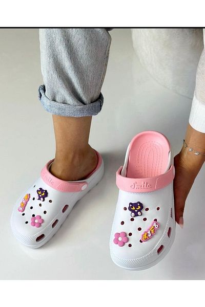 Hızlı Al EVA FRONT Closed DOUBLE SOLE GARDEN BATHROOM HOSPITAL COOKER SLIPPERS CROSS (5 FIGURES)