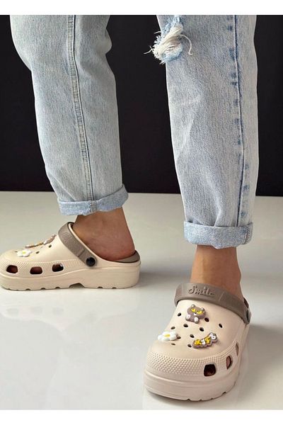 Hızlı Al Eva Closed Front Double Sole Garden Bathroom Hospital Cook Slippers Cross με 5 φιγούρες