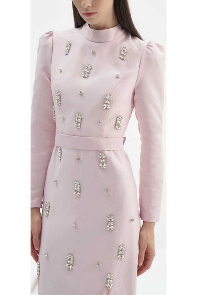 NUR MODA TEKSTİL Stone Detailed Hijab evening dress