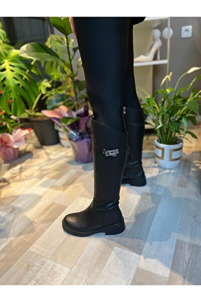 Hermones حذاء نسائي طويل بسحاب وإبزيم جانبي من Nora