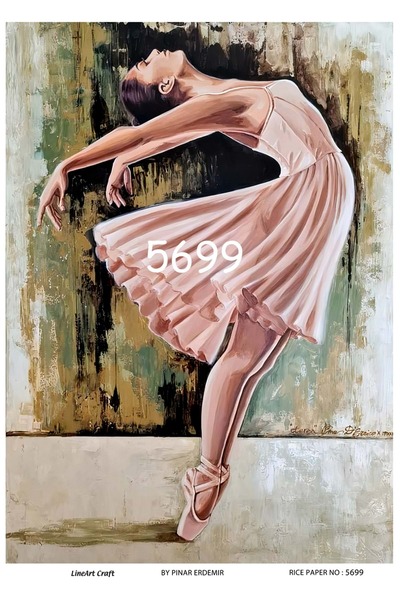 LİNEART 5699 راقصة، فتاة راقصة الباليه منقوشة من النحاس 30x42