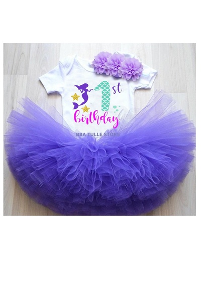 BBA TULLE STORE زي حورية البحر للفتيات الصغيرات بعمر سنة واحدة، تنورة توتو لع...
