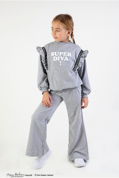 Harika KIDS Κοριτσίστικο Πλεκτό Ισπανικό Πόδι Diva Print Basic Σετ