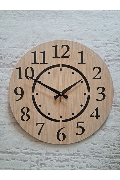 M&H Quality Ceas de perete decorativ din lemn Mecanism silențios Numere turceze