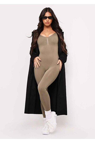 İBABUTİK Kadın Polemid Kumaş Spor Tulum