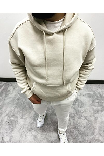 Bej Basic Model Kapüşonlu
