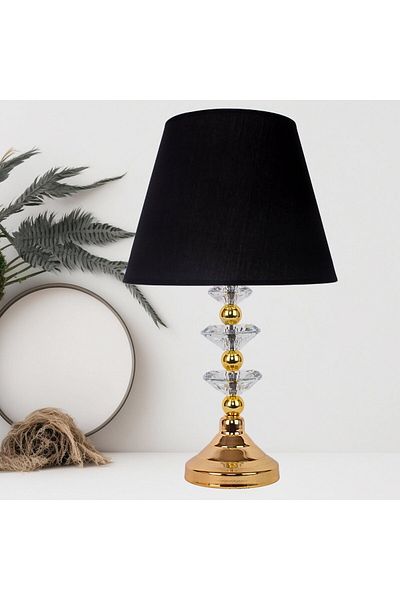 Dekovien Black Crystal Base Lampshade Hat - Modern Gold Adal Model AB1021
