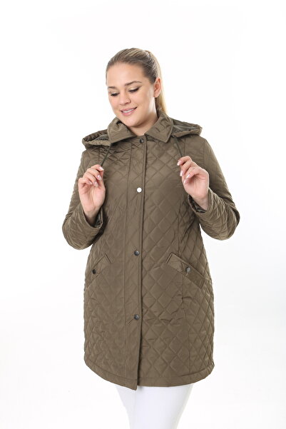 TUTveAL Collection Women's Long Water Resistant Memory Fabric Hooded Coat Large Size Coat
