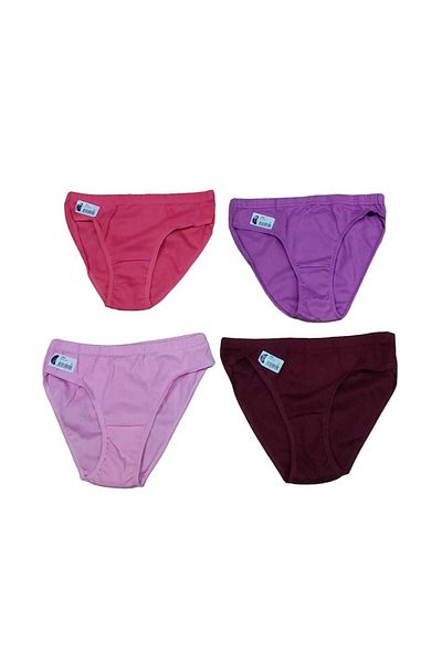mikam Chiloți din bumbac de culoare uni, 4 piese, cu detaliu elastic în talie