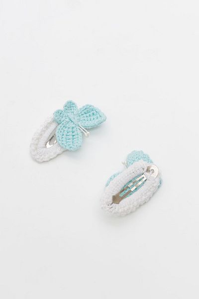SaltanArt Cataramă Amigurumi Cataramă tricotată brodata Fluture albastru Cataramă rapidă (2 bucăți)