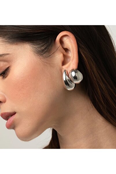 neslyaccessories Kararmaz Gümüş Kaplama Ithal Damla Küpe (3CM)