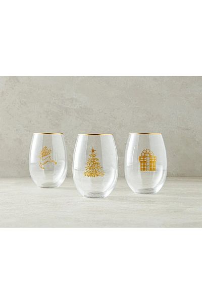 English Home Christmas Match Glass 3-Piece Soft Drink Glass 350 Ml Gold