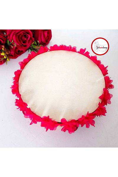 Gelincimherşey 27 cm Leather Tambourine with Laser Flower Decoration and Bells