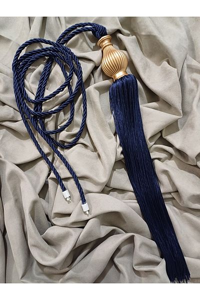venedik home Μπλε ναυτικό χρώμα Τούλι και κουρτίνα φόντου Σύνδεση οροφής με φούντες Μπραζόλ κορνίζα Takmatik