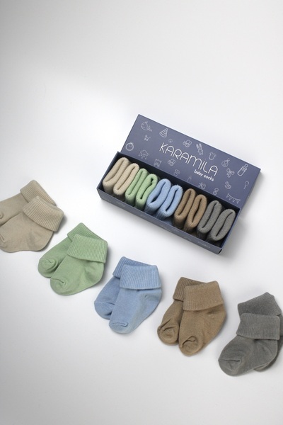 KARAMİLA Set of 5 Boys Baby BAMBOO Socks - Newborn Socks - Baby Socks Baby Socks