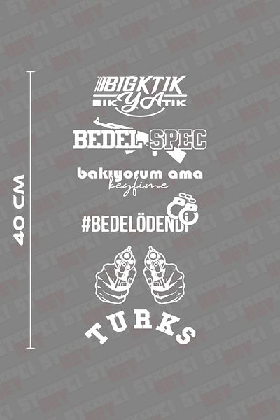 STİCKERCI BEY Bedel Spec Λευκό 40*20 cm Σετ αυτοκόλλητο πίσω παραθύρου με κομμένο φύλλο