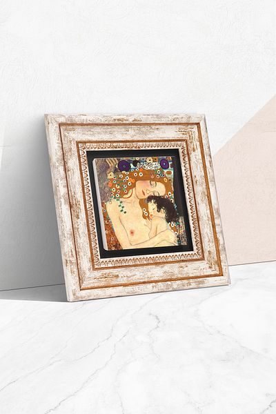 Pinecone Gustav Klimt Mama Copil Pictură pe perete cu piatră înrămată Decor de perete Artă de perete