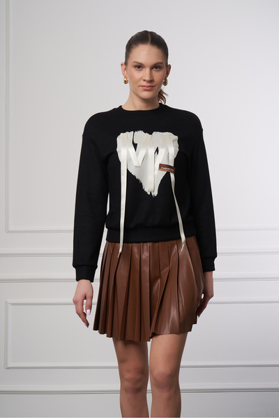 UTOPIAN Kalp Desen Kurdele Detaylı Sweatshirt