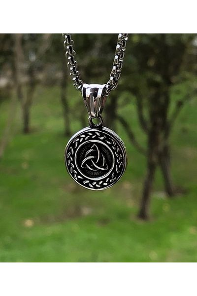 Viking Small Size Scandinavian Figures with Nordic Symbol 316L Steel Stainless & Non Tarnish Unisex Necklace