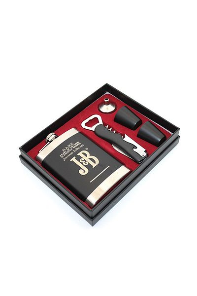 hediyeconcepti Jusyerini & Brooks Stainless Steel Corkscrew Flask Set