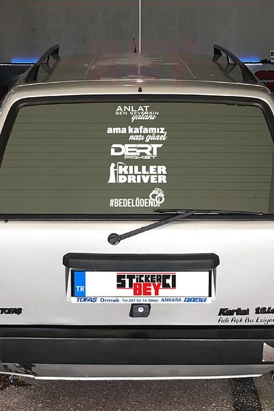 STİCKERCI BEY Tell You Lie White 40*20 cm Σετ αυτοκόλλητο πίσω παραθύρου με επικάλυψη αλουμινόχαρτο