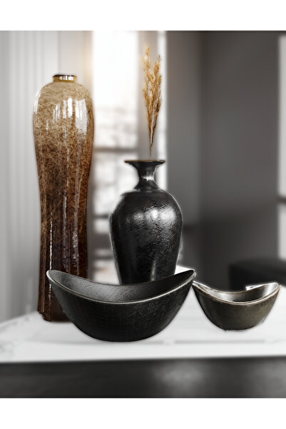 TuransoyCraft Somatic Modern Vazo ve Kayık Dekor Büyük Boy 25 CM Dekoratif Se...