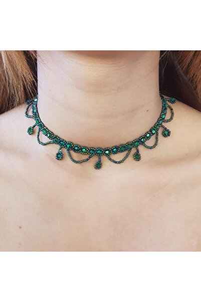 Handmade By HLY El Yapımı Kristal Taşlı Sallantılı Kolye
