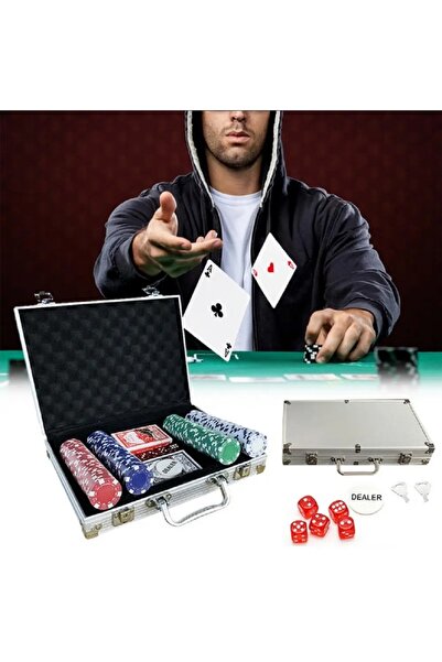 hediyeconcepti Eğlence Pokers Pazarlık Cips Dices Alüminyum Kasa İle 200 Parç...