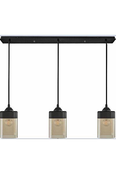 RİOLİGHT RETRO,RUSTİK,VİNTAGE SİYAH METAL GÖVDE 3XE27 DUYLU CAM BAŞLIK MASA ÜSTÜ AVİZE UZUNLUK:60CM