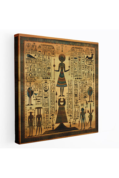 PaintedAnarchy Papirüs Kanvas Tablosu, antik Mısır sembolleri duvar sanatı, p...